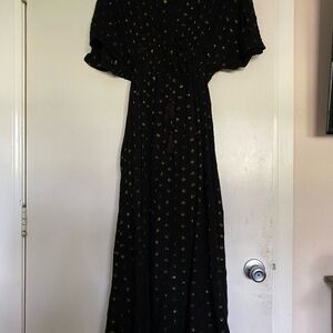 Cost Plus World Market Black and Gold Maxi Dress